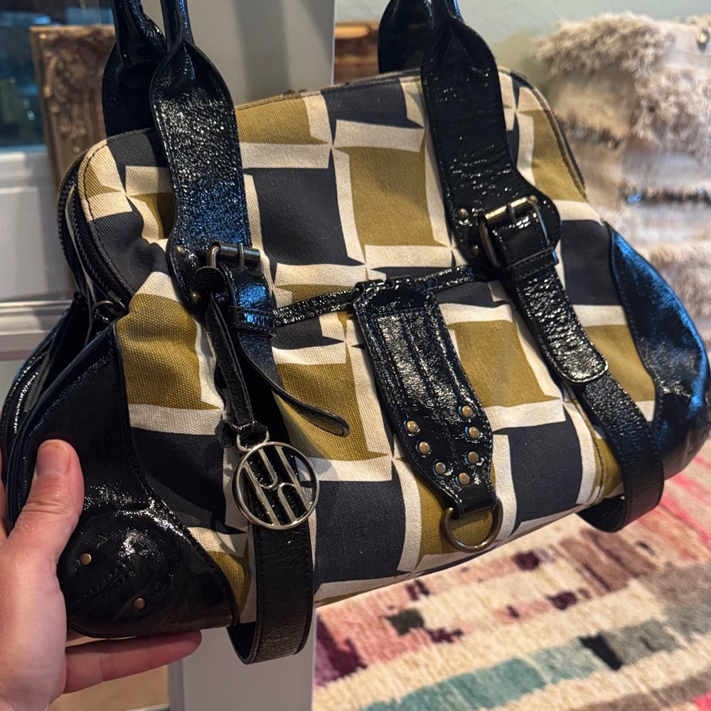 Hayden Harnett Chic Black and Gold Geometric Shoulder Bag